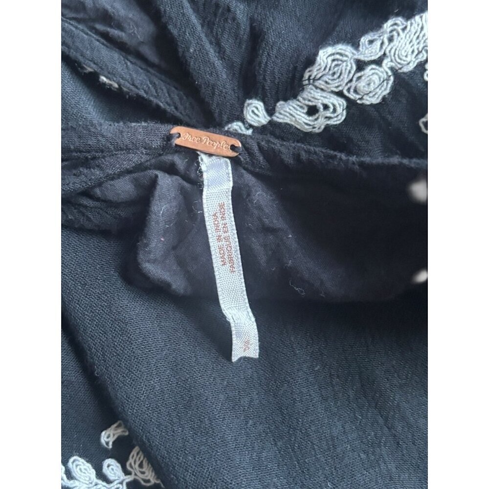 Free People Women's Black & White Mini Floral Embroidery Tunic Dress - Picture 5 of 7